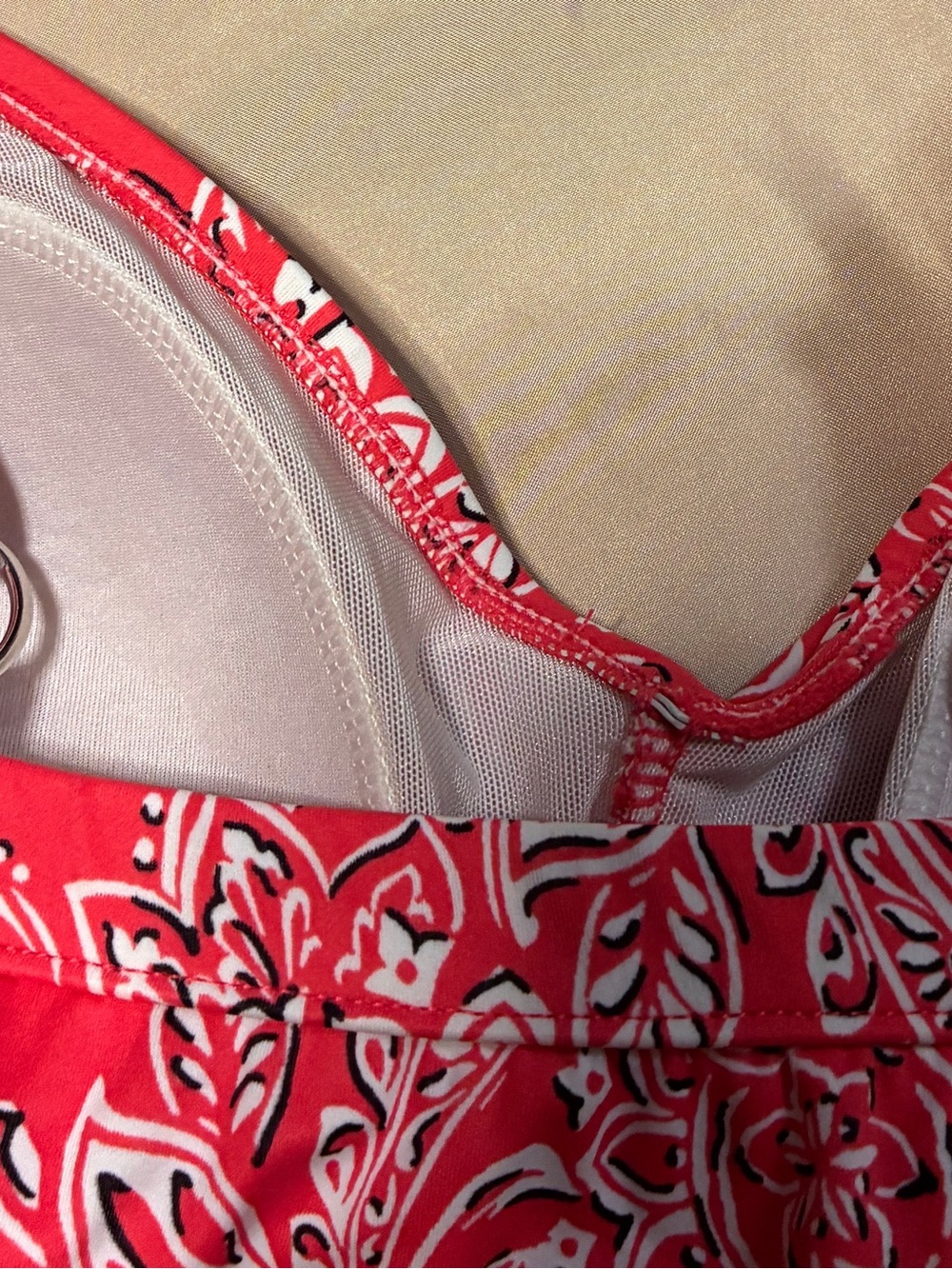 Red Floral Paisley Tankini Swim Top - (NWOT) Women's Supportive Tankini - Picture 3 of 3